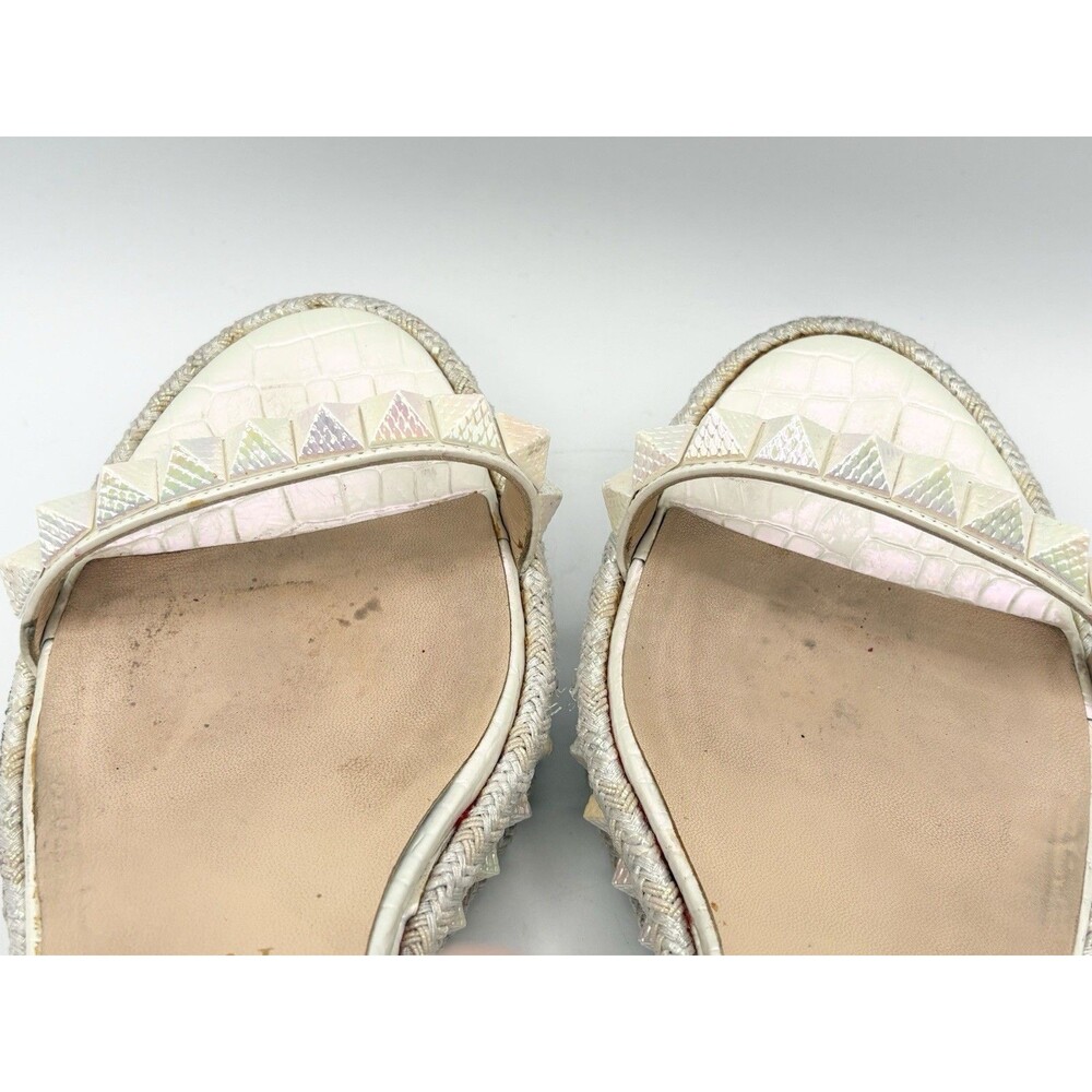 Christian Louboutin White Iridescent Platform Sandals Cataclou 60 Size EU 38 - Picture 7 of 12